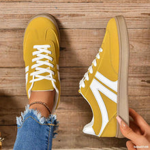 Load image into Gallery viewer, Women's Lace-Up Round Toe Flat Sneakers - PU Leather Casual Slip-On Walking Shoes