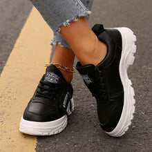 Load image into Gallery viewer, Women's Lace-Up Sneakers with Side Zipper | Thick Sole Round Toe Casual Sports Shoes
