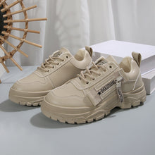 Load image into Gallery viewer, Women's Lace-Up Sneakers with Side Zipper | Thick Sole Round Toe Casual Sports Shoes