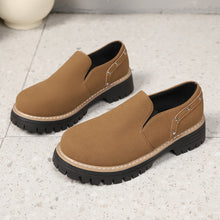 Load image into Gallery viewer, Women's Rivet Slip-On Chunky Heel Casual Shoes – PU Leather Low-Top British Style