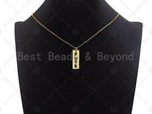 Load image into Gallery viewer, Hollow Out FUCK Bar Pendant, Gold/Rose Gold/Silver/Black Rectangle Cubic Zirconia Pendant, DIY Personality Jewelry Gift, 10x29mm, Sku#ML02