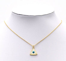 Load image into Gallery viewer, Gold CZ Evil Eye Triangle Shape Charm, Sku#LK721