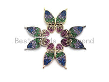 Load image into Gallery viewer, Colorful CZ Micro Pave Butterfly Pendant, Butterfly Pave Pendant for Necklace, Gold/Rose Gold/Silver/Gunmetal plated, 19x20mm, Sku#F714
