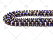 Load image into Gallery viewer, Mystic AB Black Tibetan Agate with Whtie Line Round Faceted Beads, 8mm/10mm/12mm Beads, 15.5'' Full Strand, Sku#UA223