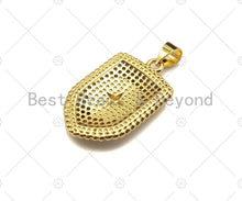 Load image into Gallery viewer, CZ Micro Pave North Star On Shield Pendant/Charm,Cubic Zirconia Star Charm, Necklace Bracelet Charm Pendant,16x25mm, Sku#LK190
