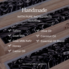 Load image into Gallery viewer, Clarifying Charcoal Bar Handmade Tallow and Goat Milk Soap Bar