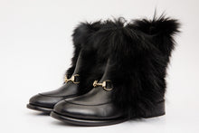 Load image into Gallery viewer, The Izmir Black Leather Natural Fur Mid Calf Women Boot