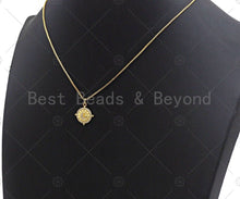 Load image into Gallery viewer, 18K Gold CZ Micro Pave Star Moon Swirl Patten Charm, Dainty Gold Coin Charm, 15mm, Z1139