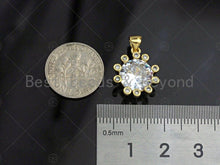 Load image into Gallery viewer, 18K Gold Large CZ Flower Shape Pendant, Flower Charm, Flower Pave Pendant, 14x16mm, Sku#LK50