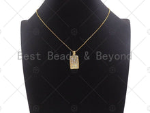 Load image into Gallery viewer, CZ Micro Pave Rectangle Mosaic lattice Charm/Pendant, Gold Dog Tag Charm, Pave Pendant, Gold plated charm, 15x24mm, Sku#LK126