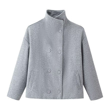 Load image into Gallery viewer, Womens Autumn Fashion Design Short Wool Coat With A Stand Collar And Double-Breasted Buttons