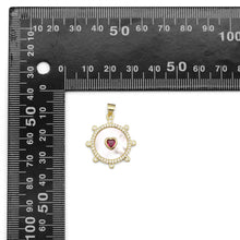 Load image into Gallery viewer, Spike Gemstone Pearl Coin with Heart Charm, Sku#LX299