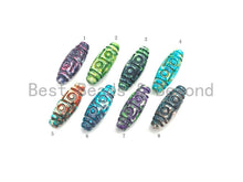 Load image into Gallery viewer, Colorful Engraved Long Oval Tibetan Spacer Beads, Multicolor