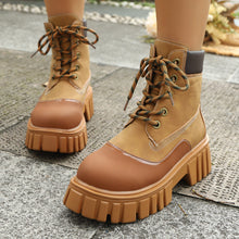 Load image into Gallery viewer, Women's Chunky Heel Vintage Ankle Boots – Plus Size Lace-Up Block Heel Booties