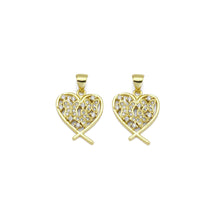 Load image into Gallery viewer, Gold CZ Butterfly On Heart Charm, Sku#LK887