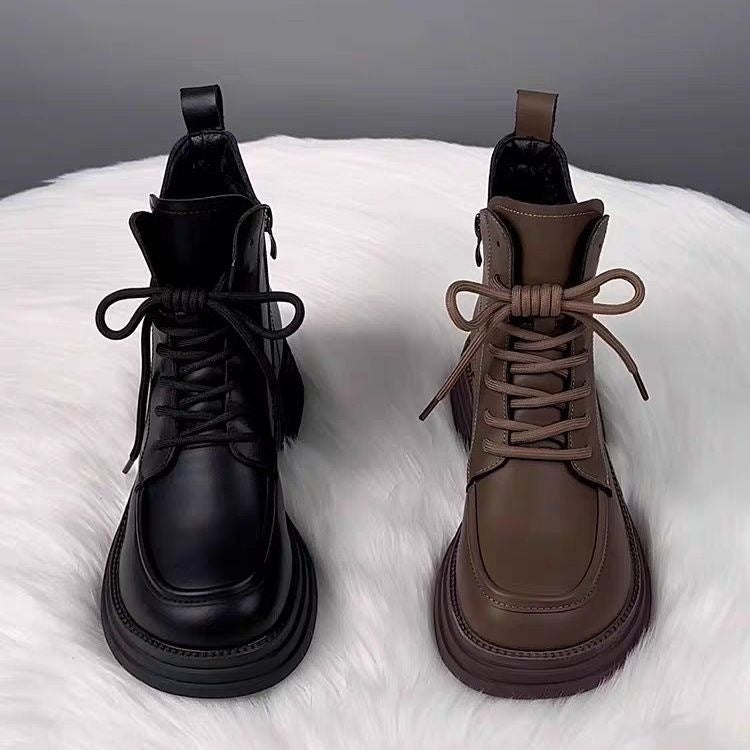 Women's Soft Leather Padded Dr Martens-Style Boots – Chunky Sole, Fleece-Lined Option