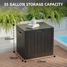 Load image into Gallery viewer, 35 Gallon Outdoor Resin Storage Box – Black/Wood Grain