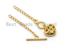 Load image into Gallery viewer, 1set, CZ Micro Pave Heart Shaped Toggle Clasp, CZ Pave Gold,Silver,Black,Rose Gold Toggle Clasp for Jewelry Making, 13mm, sku#AA2