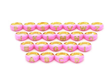 Load image into Gallery viewer, Pink Enamel Alphabet Chunky Ring, O76