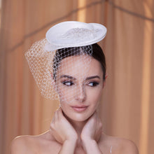 Load image into Gallery viewer, Elegant Bridal Fascinator with Beaded Details and Birdcage Veil
