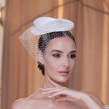 Load image into Gallery viewer, Elegant Bridal Fascinator with Beaded Details and Birdcage Veil