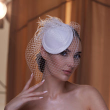 Load image into Gallery viewer, Birdcage Veil with Feathers