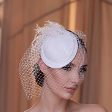 Load image into Gallery viewer, Birdcage Veil with Feathers