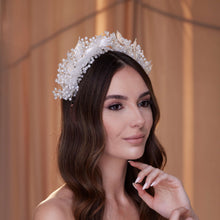 Load image into Gallery viewer, Crystal Pearl  Hair Band with Resin Leaves
