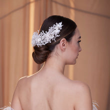Load image into Gallery viewer, Exquisite Bridal Headpiece with Resin Flowers, Pearls, and Crystal Beads