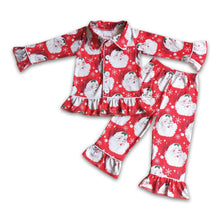 Load image into Gallery viewer, Santa print girls Chrismtas pajamas