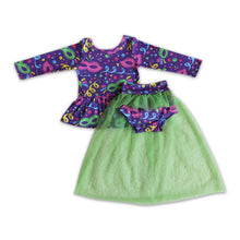 Load image into Gallery viewer, Long sleeve shirt tulle bummies baby girls mardi gras outfits