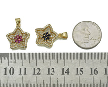 Load image into Gallery viewer, Gold Colorful CZ Flower On Five Point Star Charm, Sku#LD314