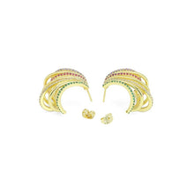 Load image into Gallery viewer, Clear Colorful CZ Multiline Claw Shape Earrings, Sku#A393