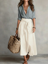 Load image into Gallery viewer, Button-Down Shirt &amp; Straight Skirt Two-Piece Set