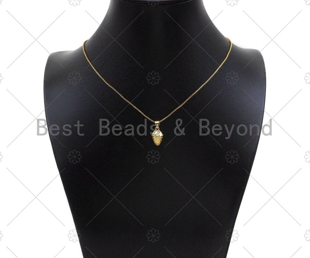 18k Gold Color Pinecone Shape Pendant, Dainty Gold Acorn Pendant, Christmas Charm Pendant,14x8mm, Sku#LK207