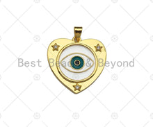 Load image into Gallery viewer, CZ Micro Pave Enamel Evil Eye On Heart Shape Pendant/Charm,Cubic Zirconia Star Charm, Necklace Bracelet Charm Pendant,25x25mm, Sku#LK217