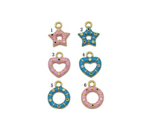 Load image into Gallery viewer, CZ Enamel Star Heart Round Charm, Sku#JL117
