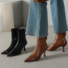 Load image into Gallery viewer, Cowhide Stiletto Ankle Boots