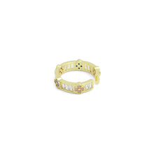 Load image into Gallery viewer, Baguette CZ Colorful Flower band Adjustable Ring, Sku#A491