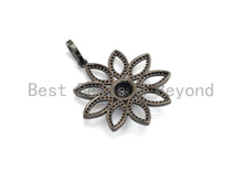 Load image into Gallery viewer, CZ Micro Pave Filigree flower Hollow Out Pendant, Gold/Silver/Black/Rose Gold, Hollow Out Cubic Zirconia Jewelry Findings,30x32mm,sku#F696