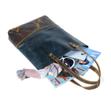 Load image into Gallery viewer, Blue Women's Leather Tote
