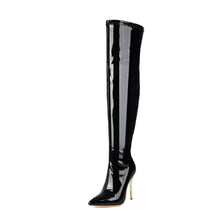 Load image into Gallery viewer, Women's Patent Leather Over-the-Knee Stiletto Boots | Pointed Toe Side Zipper