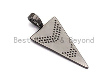 Load image into Gallery viewer, Triangle Shape with Arrow Pave CZ Pendant, CZ Pave Pendant, Gold/Silver/Rose Gold/Gunmetal Pendant, 20x46mm, sku#X102