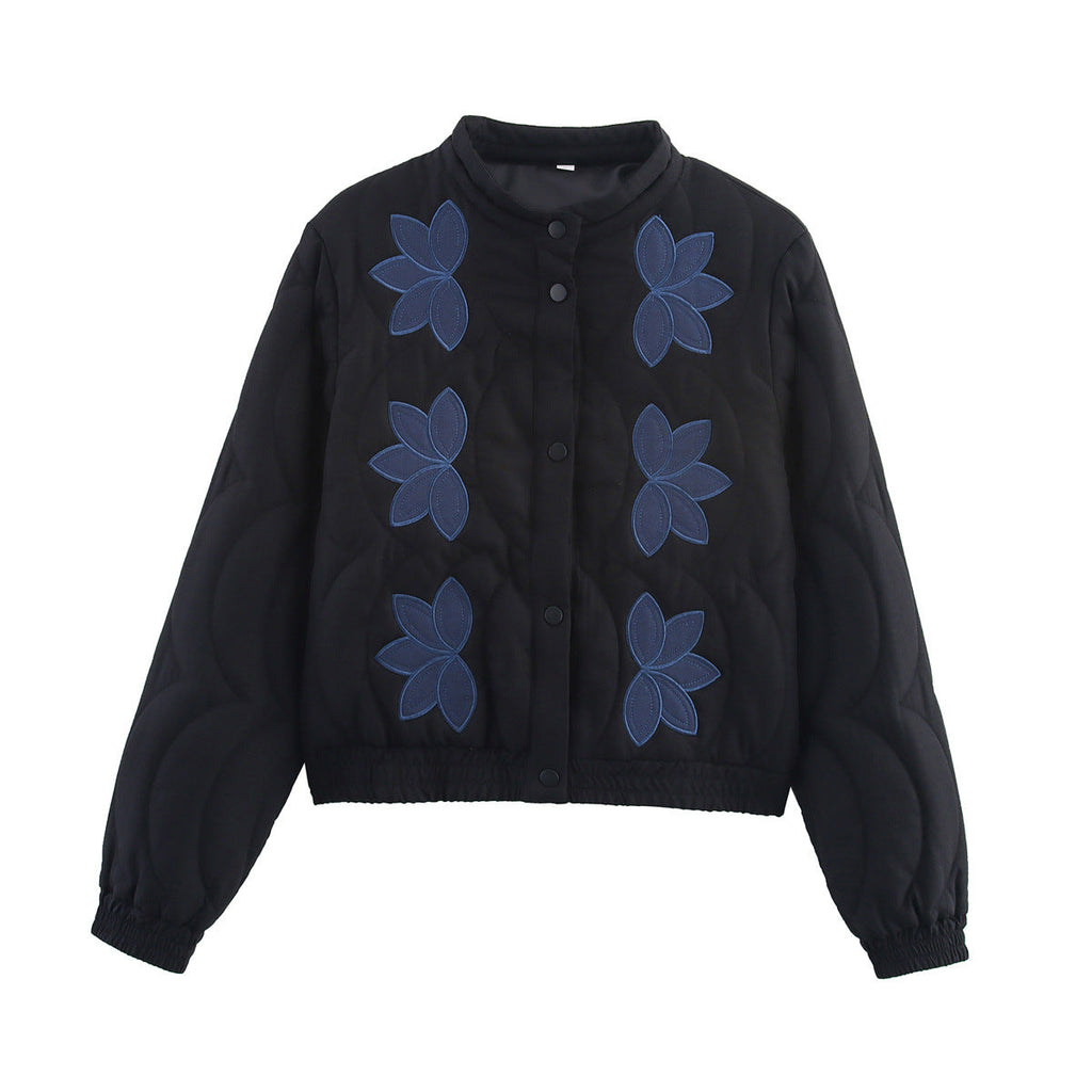 European And American Style French Embroidered Cotton-Padded Coat For Women
