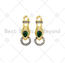 Load image into Gallery viewer, Green CZ Micro Pave Hand Shape Connector, 18K Gold Filled Hand Charm, Necklace Bracelet Charm Pendant, 36x13mm, Sku#L618