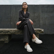Load image into Gallery viewer, Women's Full Grain Leather Buckle Mules | Retro Low Block Heel Backless Shoes