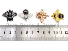 Load image into Gallery viewer, Bumble BEE Charm, CZ Micro Pave Inspired Insect Charm, Cubic Zirconia Pave Pendant,Gold/Rose Gold/Silver/Black, 22x28mm,SKU#F436