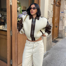 Load image into Gallery viewer, Fashionable Chic Knit-and-leather Patchwork Jacket