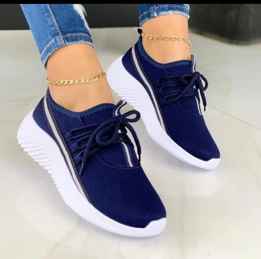 Women's Ribbon Tie Mesh Sneakers | Breathable Flat Sports Shoes
