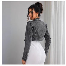 Load image into Gallery viewer, Womens Retro Short Casual Denim Jacket With Zipper